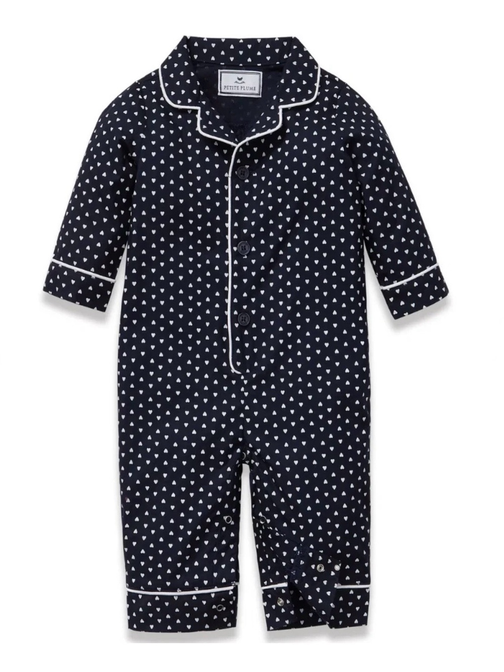 Petite Plume Baby Unisex Midnight Hearts Twill
Classic Romper - Size 3/6M